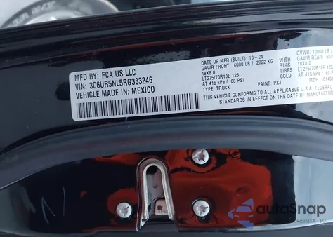 2024 Ram 2500 Laramie Crew Cab 4X4 6'4 Box z USA, uszkodzony, nr VIN 3C6UR5NL5RG383246